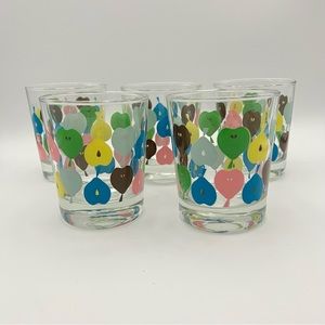 Ikea Glass Tumbler Set Of 5 Multicolored Pears MCM Retro.